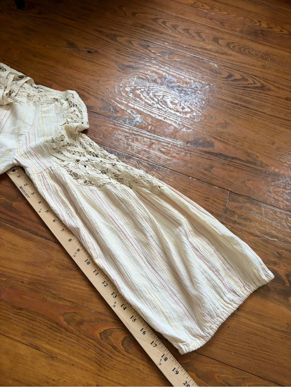 Free People Floating Memories Blouse Retro Crochet Lace Ivory size L Boho